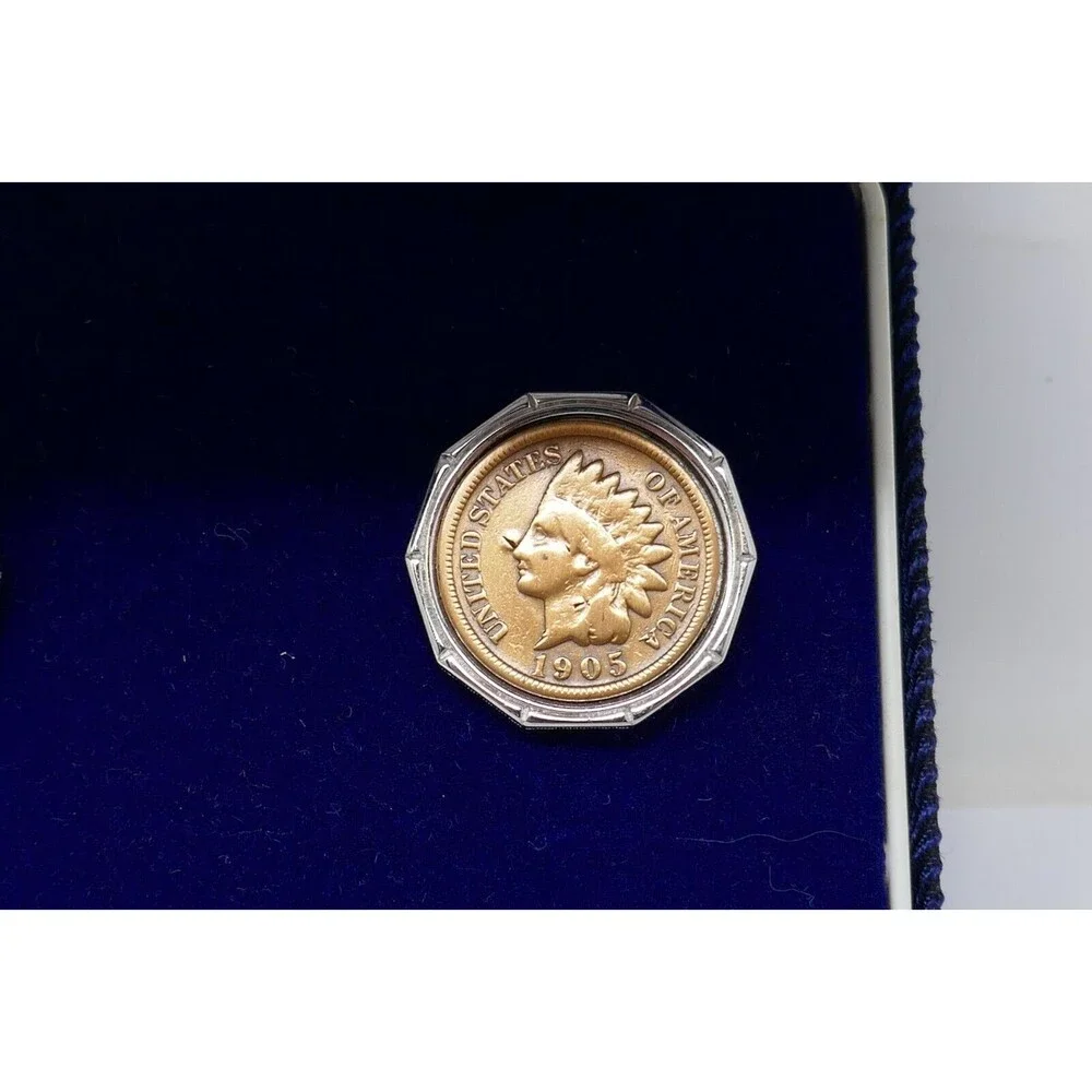 Swank 1905 1906 Indian Head Penny Coin Cufflinks